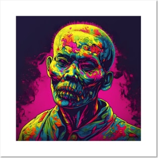 Asian Korean Zombie in neon bright lights Posters and Art